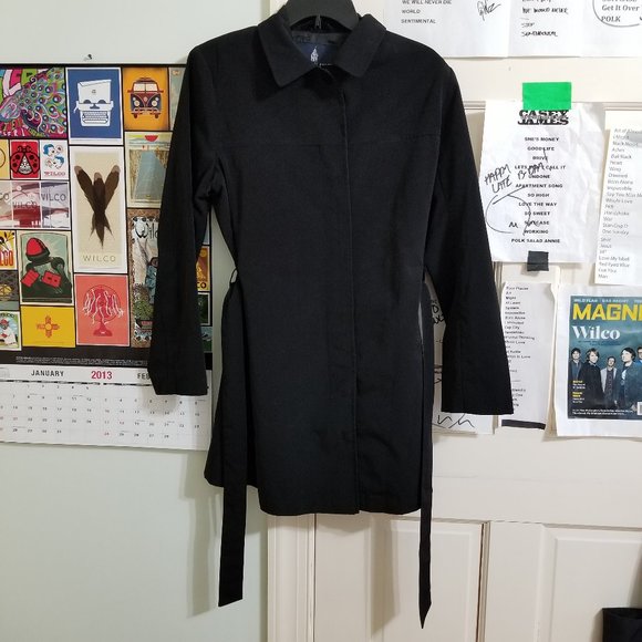 London Fog coat Medium long trench style rain jacket hidden zip front belted - Picture 1 of 10
